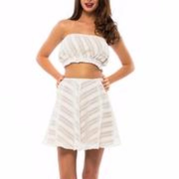 For Love & Lemons A-Line Ivory Striped Skirt - Picture 2 of 9